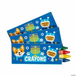 Cheapest ๐ 4-Color Menorah Hanukkah Crayons - 24 Boxes ๐งจ