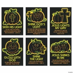 Discount ❤️ Christian Neon Pumpkin Poster Set - 6 Pc. ✨