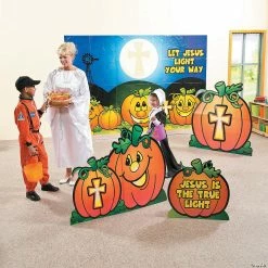 Outlet ❤️ Christian Pumpkin Backdrop Banner 🔥 Halloween Decoration - 3 Pc. ❤️ -Spooky Supplies Shop christian pumpkin backdrop banner halloween decoration 3 pc 13772739 a02