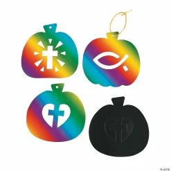 Hot Sale 🎉 Christian Pumpkin Magic Color Scratch Ornaments with Cutout - 24 Pc. ❤️