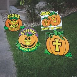 Buy 🎁 Christian Pumpkin Yard Signs - 4 Pc. 👏