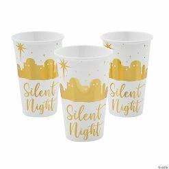 Outlet 😍 Gold Foil Nativity Silent Night Paper Cups - 24 Ct. 🔔