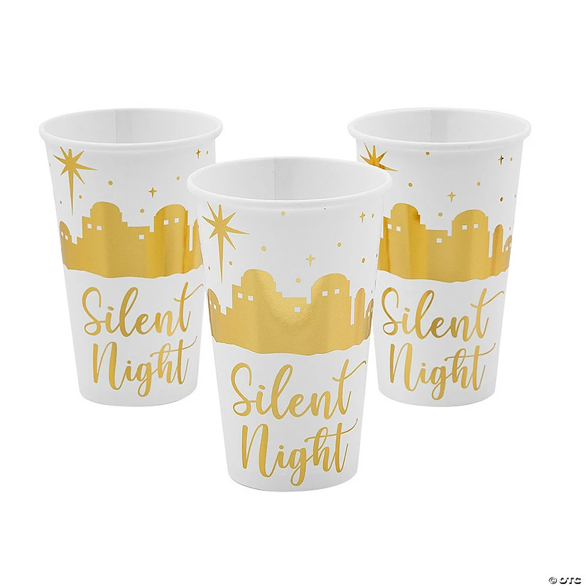 Outlet 😍 Gold Foil Nativity Silent Night Paper Cups - 24 Ct. 🔔 3 Outlet 😍 Gold Foil Nativity Silent Night Paper Cups - 24 Ct. 🔔