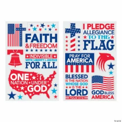 Wholesale 😀 Religious Patriotic Window Clings - 2 Pc. 😍 -Spooky Supplies Shop religious patriotic window clings 2 pc 13968970 a01 1