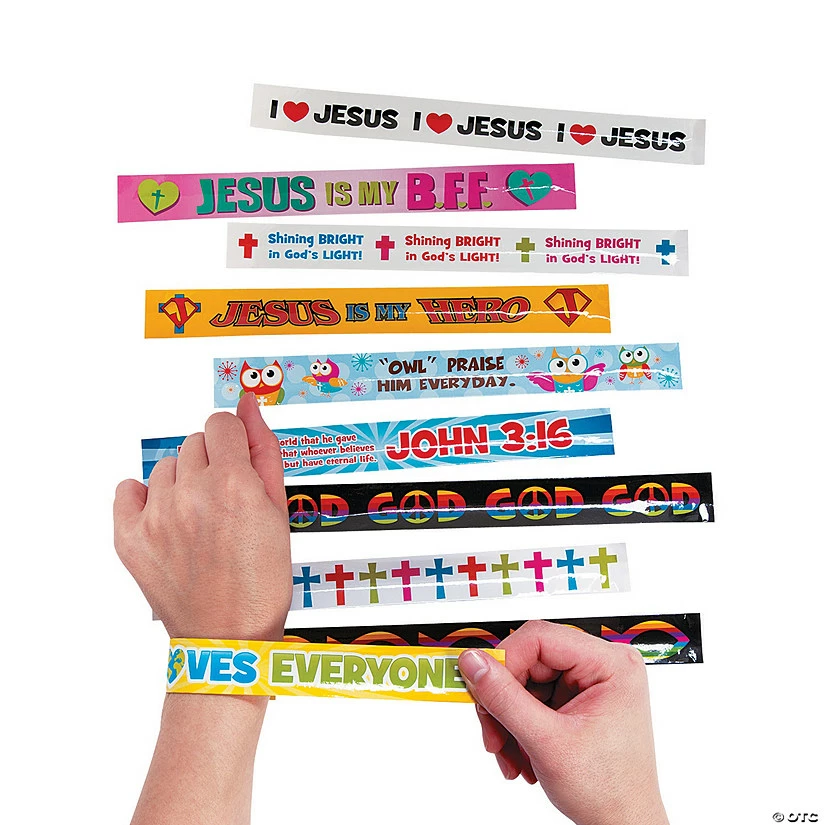 Budget ๐ Religious Slap Bracelet Assortment - 50 Pc. ๐ 3 Budget ๐ Religious Slap Bracelet Assortment - 50 Pc. ๐